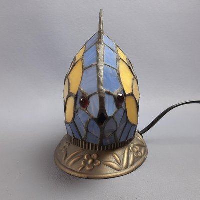 Multicolored Leaded Glass Fish Table Lamp with Brass Base, 1970s-PWG-2041259