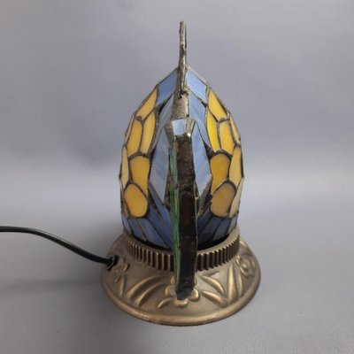 Multicolored Leaded Glass Fish Table Lamp with Brass Base, 1970s-PWG-2041259