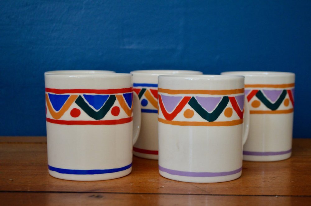 Multicolored Mugs from Mobile, 1960s, Set of 5