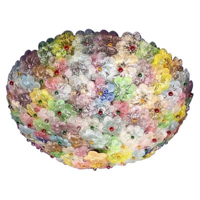 Multicolored Murano Glass Flowers Basket Ceiling Light-MBH-1031704