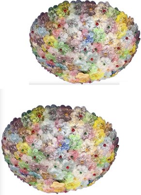 Multicolored Murano Glass Flowers Basket Ceiling Light-MBH-1031704