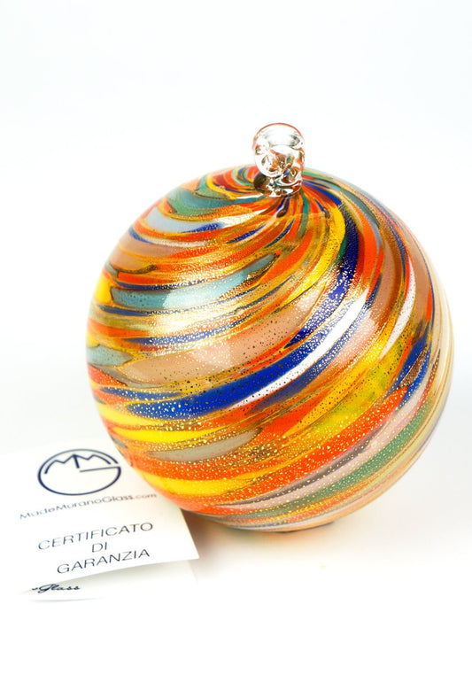 Multicolour and Gold Leaf Christmas Ball from Made Murano Glass