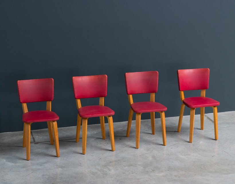 Multiplex Plywood Dining Chairs by Cor Alons for De Boer, 1949, Set of 4