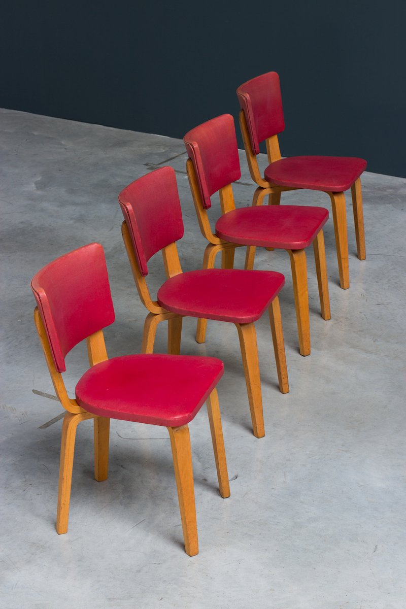 Multiplex Plywood Dining Chairs by Cor Alons for De Boer, 1949, Set of 4