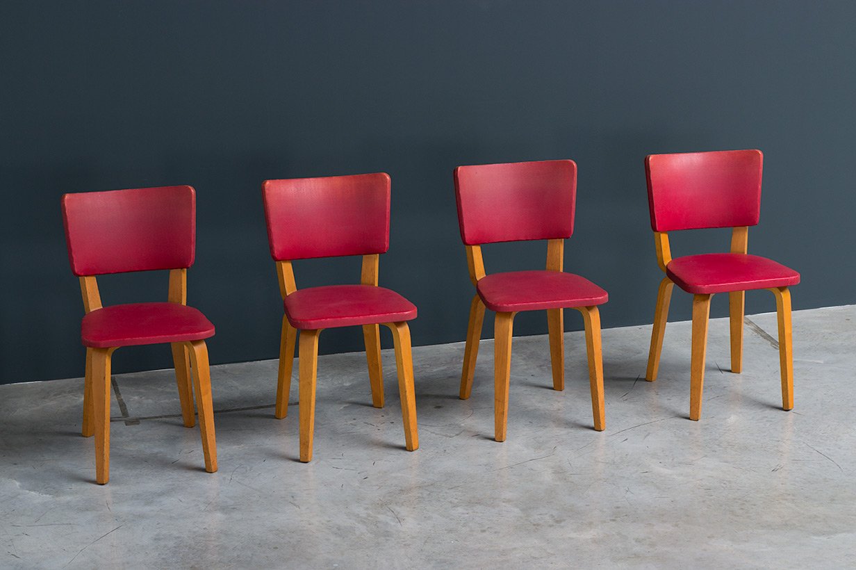 Multiplex Plywood Dining Chairs by Cor Alons for De Boer, 1949, Set of 4