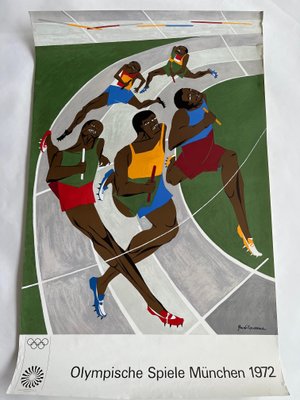 Munich Olympic Games Relay Race Lithograph Poster by Jacob Lawrence, 1972-TZ-1373779