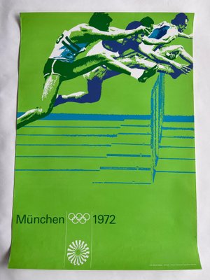 Munich Olympic Games Running over Obstacles Poster by Otl Aicher, 1972-TZ-1373788