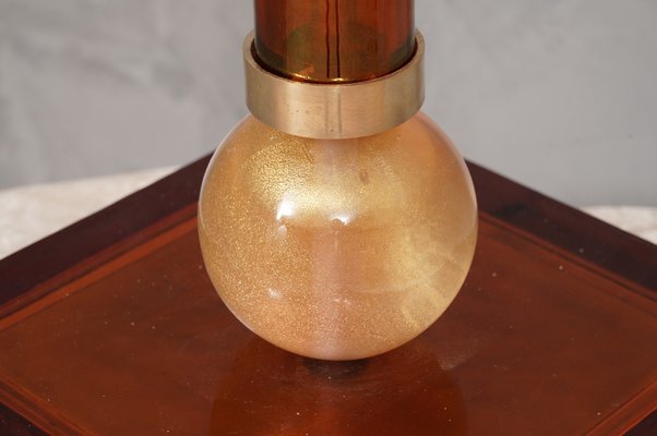 Murano Amber and Gold Blown Glass Table Lamp, 1980s-UH-1794497