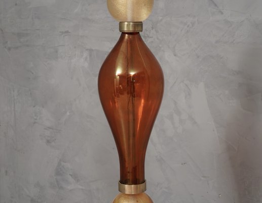 Murano Amber and Gold Blown Glass Table Lamp, 1980s-UH-1794497