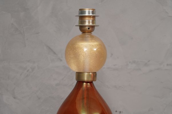 Murano Amber and Gold Blown Glass Table Lamp, 1980s-UH-1794497