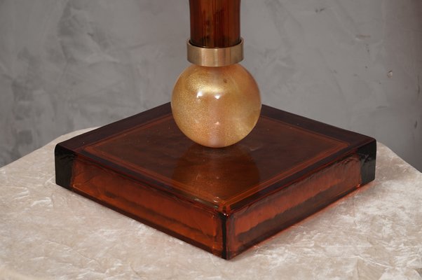 Murano Amber and Gold Blown Glass Table Lamp, 1980s-UH-1794497