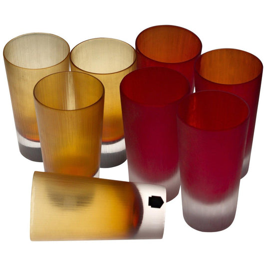 Murano Amber Glasses by Cenedese in the style of Carlo Scarpa, 1980s, Set of 8