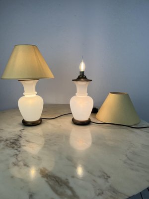 Murano and Brass Glass Table Lamps by F. Fabbian, Italy, 1970s, Set of 2-YST-1734328