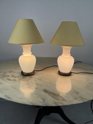 Murano and Brass Glass Table Lamps by F. Fabbian, Italy, 1970s, Set of 2-YST-1734328