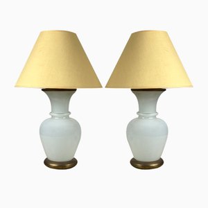 Murano and Brass Glass Table Lamps by F. Fabbian, Italy, 1970s, Set of 2-YST-1734328