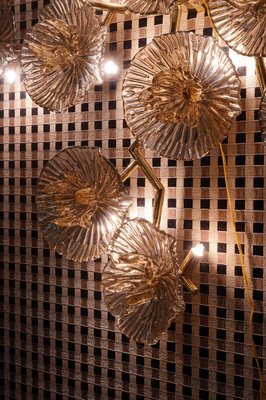 Murano Art Glass and Brass Mid-Century Chandelier / Wall Light, 2010s-UH-853037