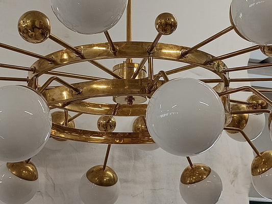 Murano Art Glass and Brass Midcentury Chandelier