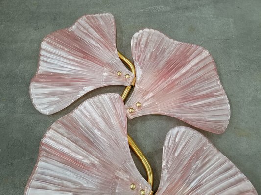 Murano Art Glass and Brass Pink Color Wall Light, 1990-UH-1776223