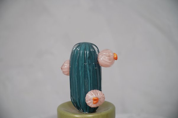 Murano Art Glass Green Cactus Plant, 1990-UH-1240681