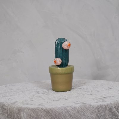 Murano Art Glass Green Cactus Plant, 1990-UH-1240681