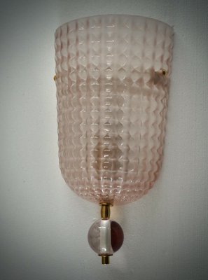 Murano Art Glass Pink and Brass Wall Light, 2000-UH-2035739