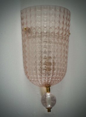 Murano Art Glass Pink and Brass Wall Light, 2000-UH-2035739