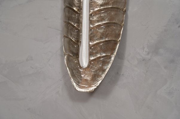 Murano Art Glass Silver and White Wall Light, 1970s-UH-1309540