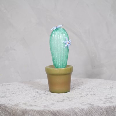 Murano Art Glass Water Green Cactus Plant, 1990-UH-1251541