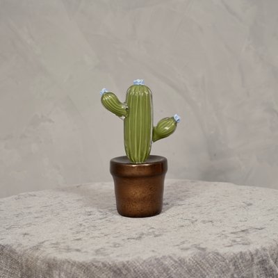 Murano Art Glass Water Green Cactus Plant, 1990-UH-1251545