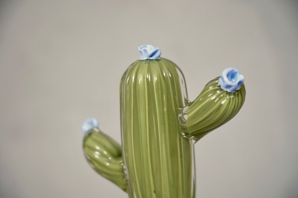 Murano Art Glass Water Green Cactus Plant, 1990-UH-1251545