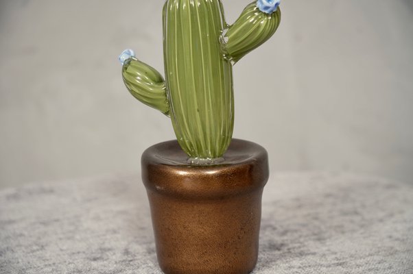 Murano Art Glass Water Green Cactus Plant, 1990-UH-1251545