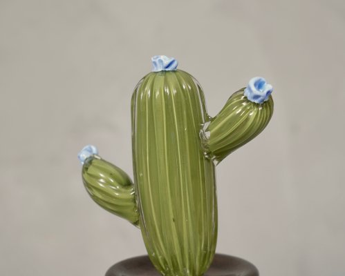 Murano Art Glass Water Green Cactus Plant, 1990-UH-1251545