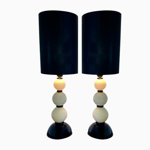 Murano Black and Ivory Glass Table Lamps, 2000s, Set of 2-FF-808666