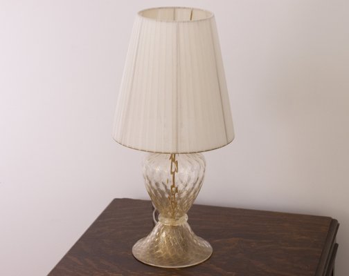 Murano Blown Glass Table Lamp with Clear Anche Gold Color with Lampshade-MPO-2043085