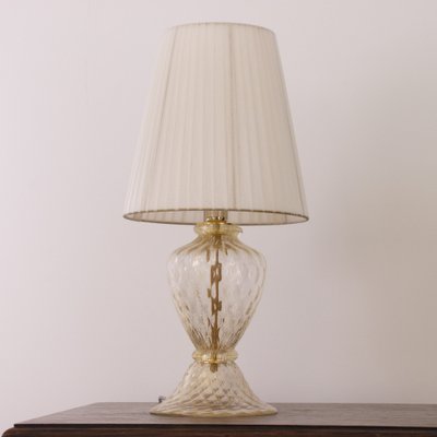 Murano Blown Glass Table Lamp with Clear Anche Gold Color with Lampshade-MPO-2043085