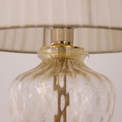 Murano Blown Glass Table Lamp with Clear Anche Gold Color with Lampshade-MPO-2043085