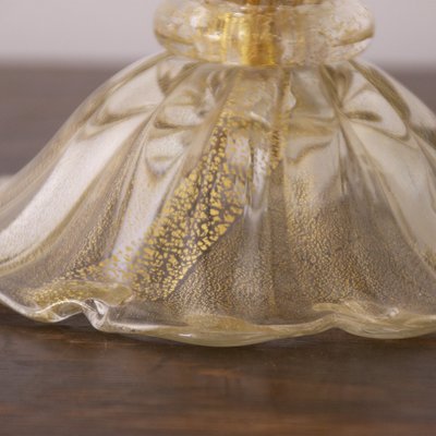 Murano Blown Glass Table Lamp with Clear Anche Gold Color with Lampshade, Italy-MPO-2043081