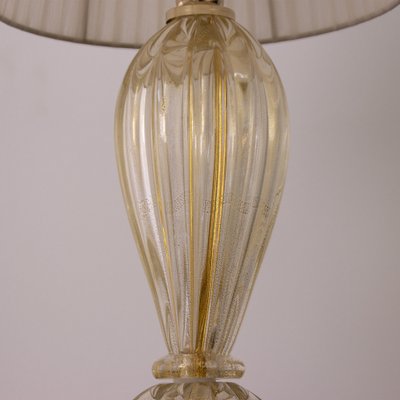 Murano Blown Glass Table Lamp with Clear Anche Gold Color with Lampshade, Italy-MPO-2043081