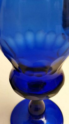 Murano Bottle Jars with Lids in Blown Blue Glass,  Set of 2-QRS-626999