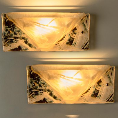 Murano Brass and Glass Wall Lights from Hillebrand, 1975, Set of 2-VDW-1060519