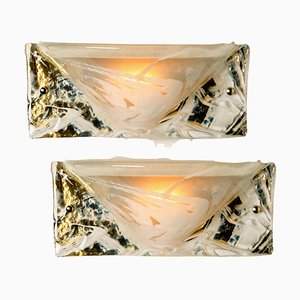 Murano Brass and Glass Wall Lights from Hillebrand, 1975, Set of 2-VDW-1060519