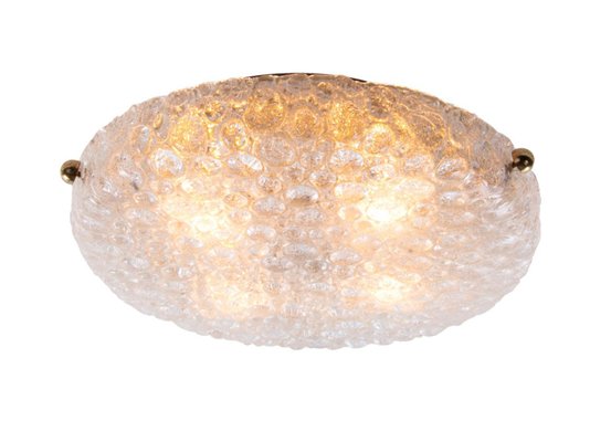 Murano Bubble Glass on Brass Flush Mount from Hillebrand, 1960s-DEK-938027