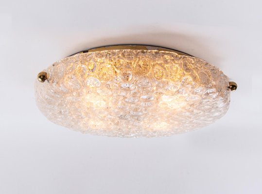 Murano Bubble Glass on Brass Flush Mount from Hillebrand, 1960s-DEK-938027