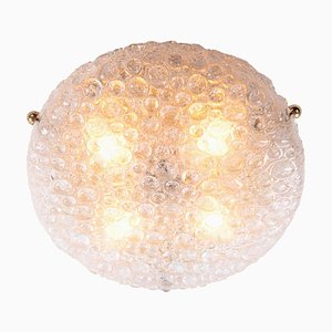 Murano Bubble Glass on Brass Flush Mount from Hillebrand, 1960s-DEK-938027