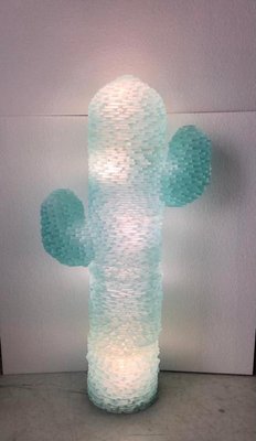 Murano Cactus Art Glass Round Water Green Color Floor Lamp, 1970s-UH-1050505