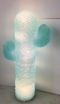 Murano Cactus Art Glass Round Water Green Color Floor Lamp, 1970s-UH-1050505