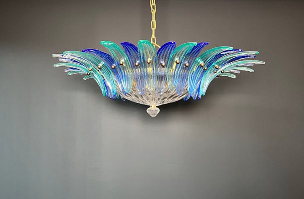 Murano Ceiling Light with Original Palmette in Blue and Turquoise, 1990-FHZ-2023492