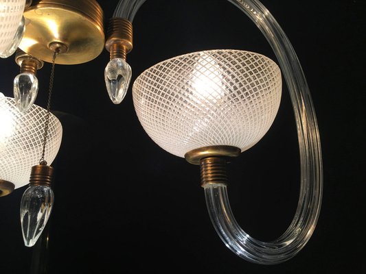 Murano Chandelier by Ercole Barovier for Reticello Venice, 1940s-MBH-1031961