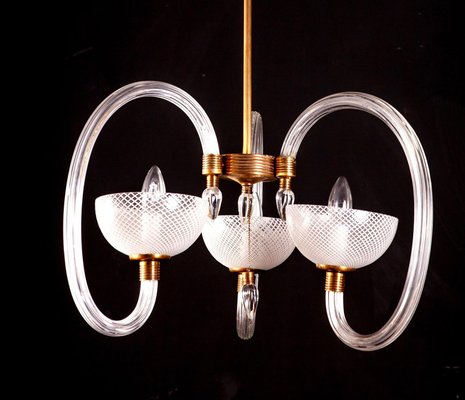 Murano Chandelier by Ercole Barovier for Reticello Venice, 1940s-MBH-1031961