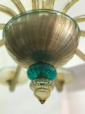 Murano Chandelier in Amber and Emerald Hand Blown Glass from Venini, 1960s-MBH-1031959